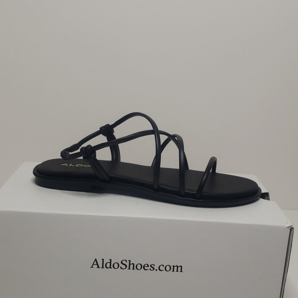 Aldo Black Strappy Flat Sandals